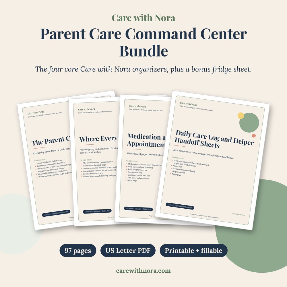 Parent Care Command Center Bundle cover and sample pages